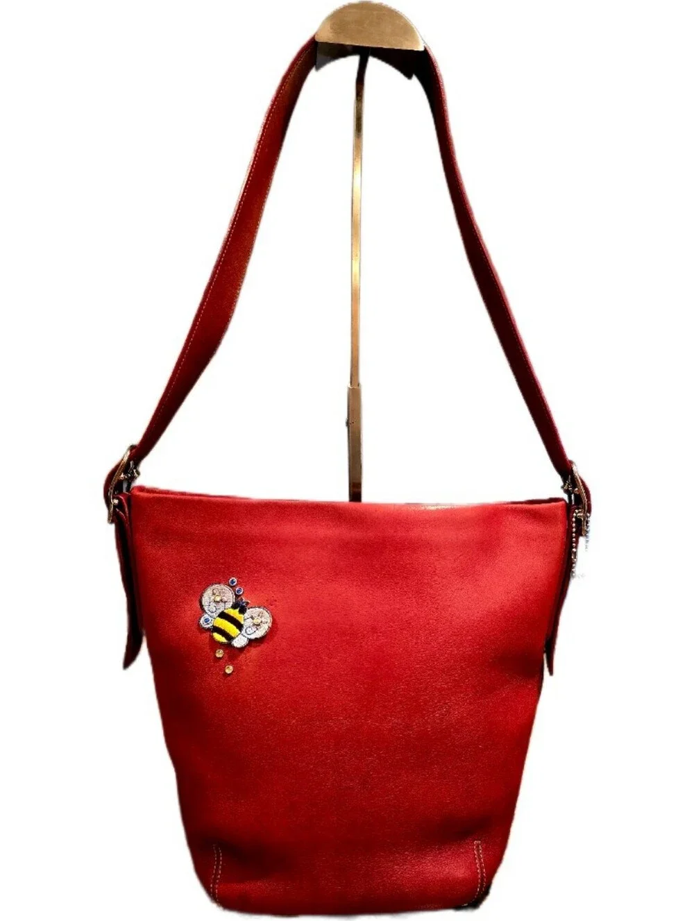 Coach 9186 Vintage Legacy Soho Red Leather Bucket Duffle Shoulder Bag W/Wallet